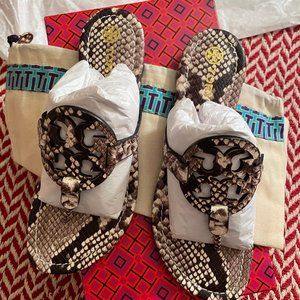 NIB/T~TORY BURCH~Stamped Snake Printed Leather MILLER Sandals